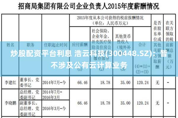 炒股配资平台利息 浩云科技(300448.SZ)：暂不涉及公有云计算业务