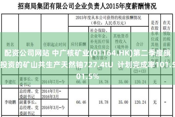 配资公司网站 中广核矿业(01164.HK)第二季度旗下投资的矿山共生产天然铀727.4tU  计划完成率101.5%