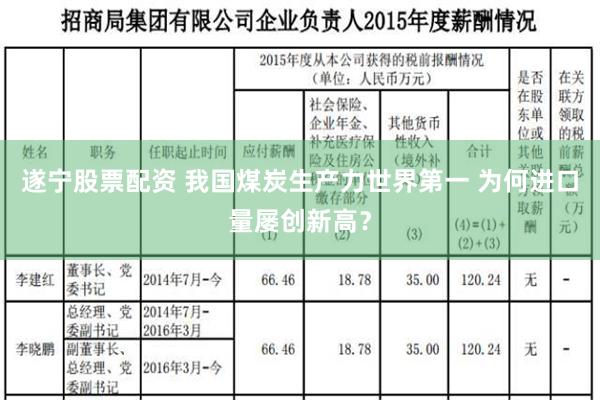 遂宁股票配资 我国煤炭生产力世界第一 为何进口量屡创新高？