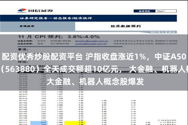 配资优秀炒股配资平台 沪指收盘涨近1%，中证A500指数ETF（563880）全天成交额超10亿元， 大金融、机器人概念股爆发